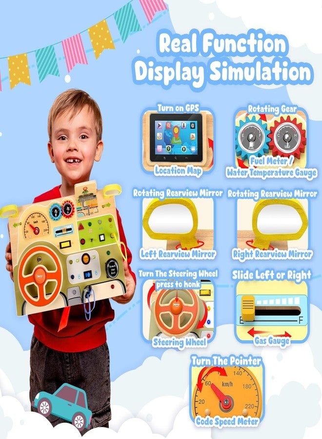 Playbees Montessori Toys for Toddlers 1-4 – Wooden Baby Busy Board Sensory Toy with Light Switch – Educational Travel Toy for Fine Motor Skills & Learning Activities – Perfect for Boys and Girls - Image 3